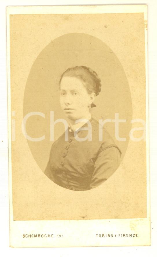Fotografia d epoca originale 1875 ca ITALIA Ritratto di giovane donna  Busto Foto SCHEMBOCHE CDV 1