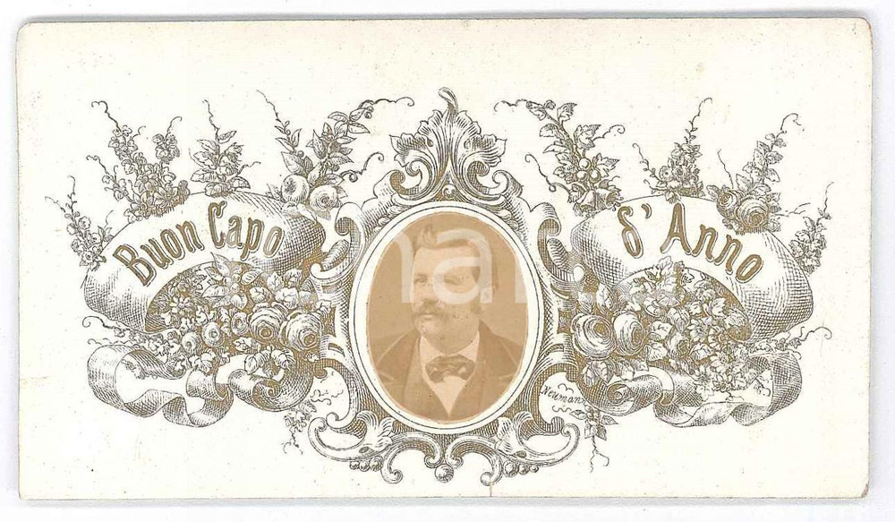 Fotografia d epoca originale 1900 ca COSTUME Ritratto maschile  Buon Capodanno  Fotografia CDV 1
