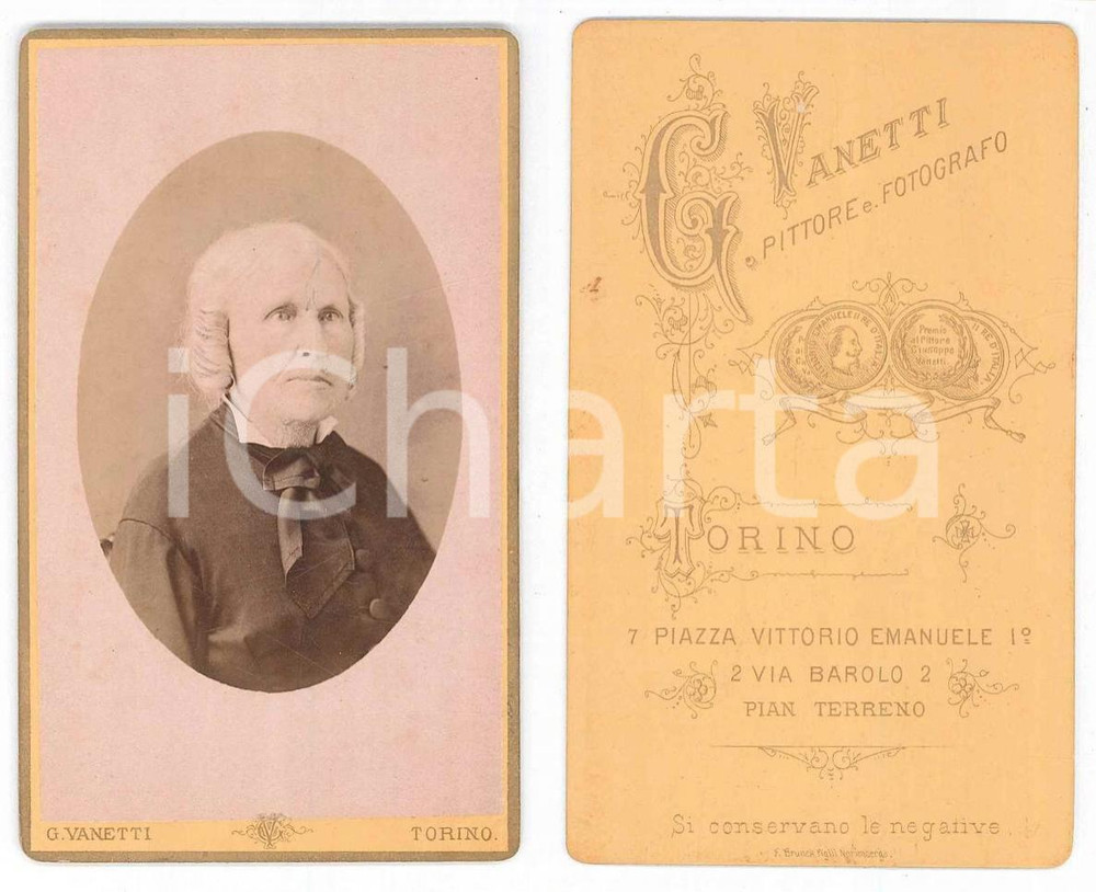 Fotografia d epoca originale 1880 ca TORINO Ritratto di donna  Busto  Foto Giuseppe VANETTI CDV 1