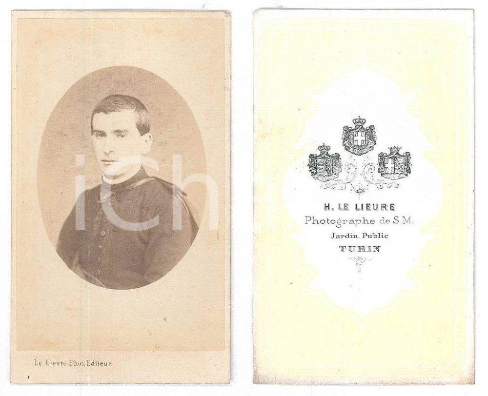 Fotografia d epoca originale 1880 ca TORINO Ritratto di seminarista  Foto Henri LE LIEURE CDV 1