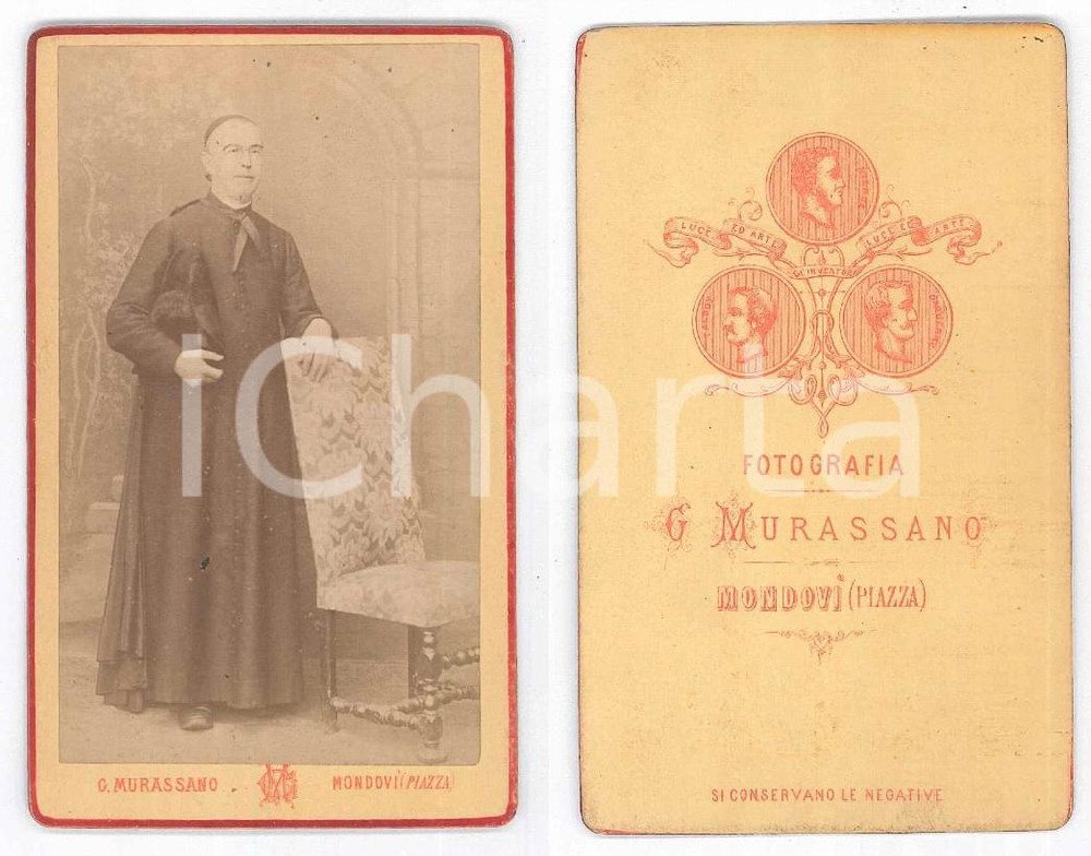 Fotografia d epoca originale 1880 ca MONDOVI  Ritratto di vescovo Foto Giovanni MURASSANO CDV 1