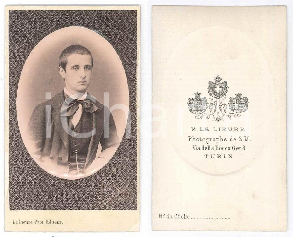 1880 ca TORINO Ritratto di studente - Foto Henri LE LIEURE CDV