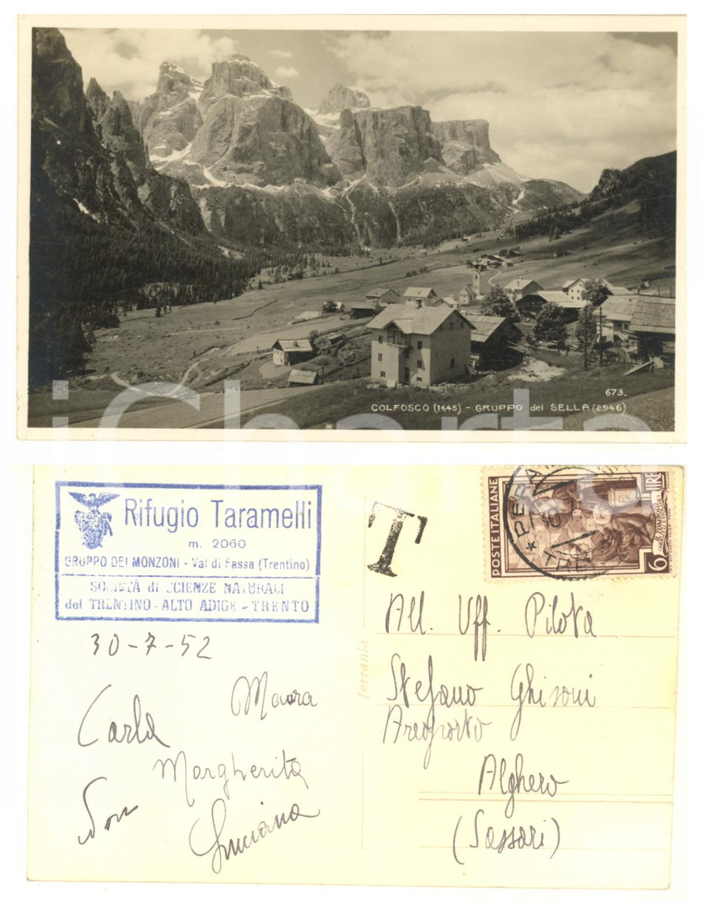 Fotografia d epoca originale 1952 TRENTINO VAL DI FASSA  Gruppo dei MONZONI  Rifugio TARAMELLI  Foto 14x9 1