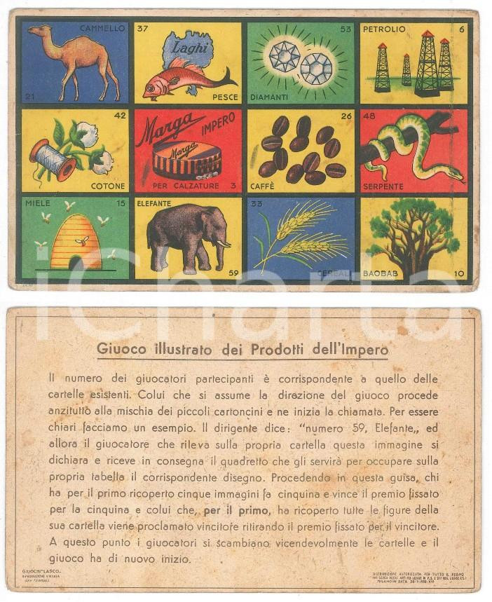 Oggetto da collezione cartaceo 1938 GIUOCHI LASCO Giuoco illustrato Prodotti dell Impero  Cartella 16x10 cm 1