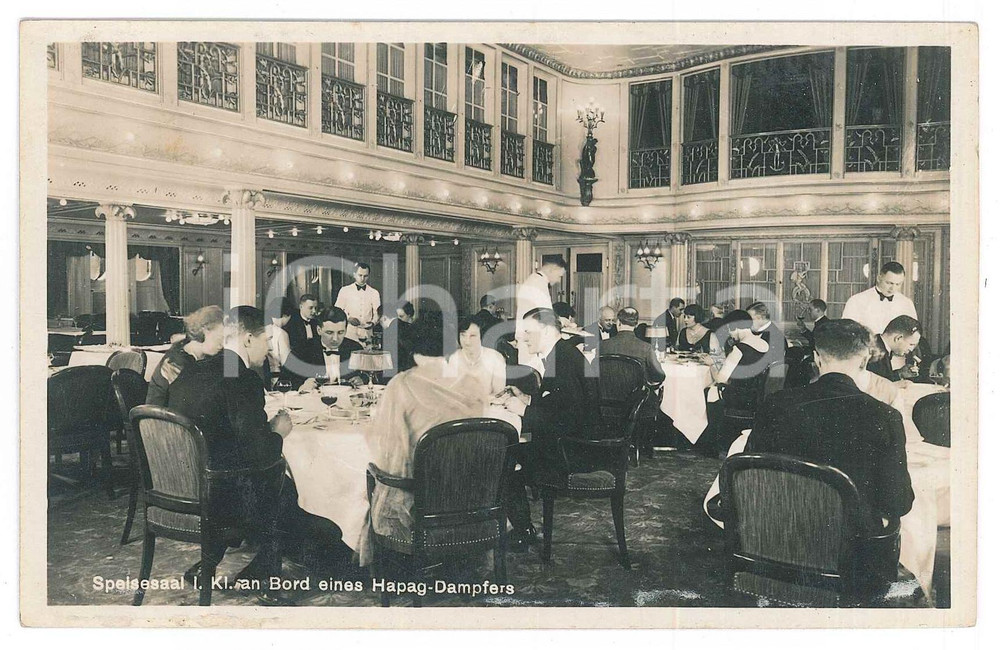 Cartolina originale da collezione 1930 ca GERMANY Speisesaal im Kloster an Bord eines HapagDampfers Postcard 1