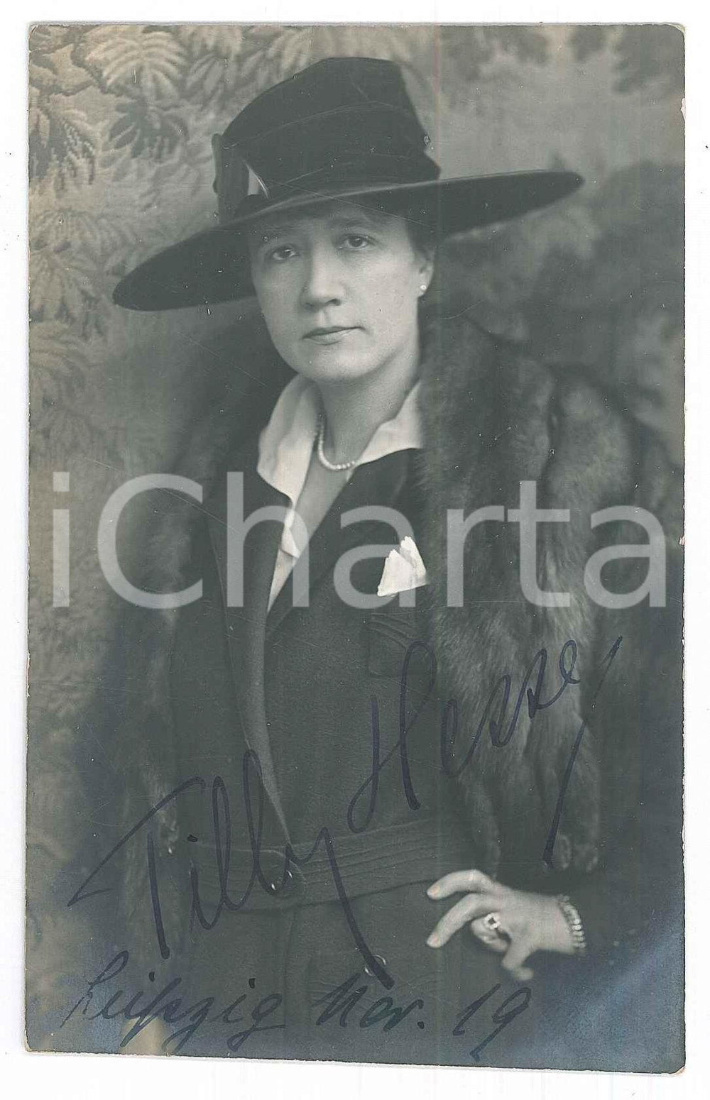 Autografo originale 1925 ca LEIPZIG GERMANY Actress Tilly HESSE  SIGNED Photo 9x14 cm 1