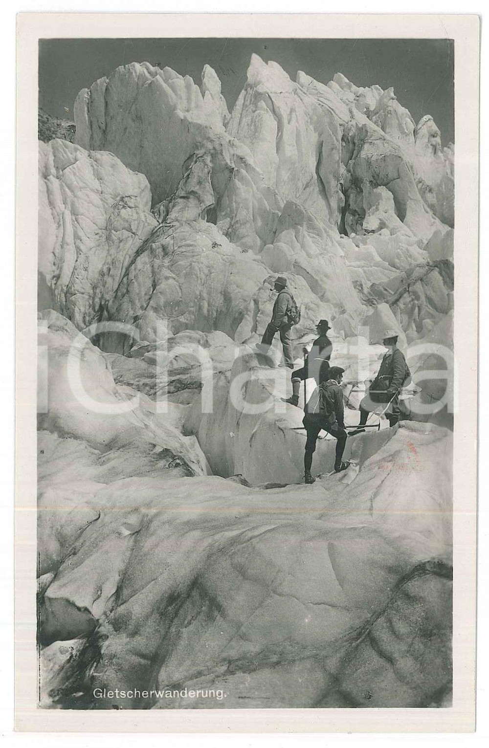 Cartolina originale da collezione 1930 ca GERMANIA  ALPINISMO  Escursione su un ghiacciaio Cartolina 9x14 cm 1