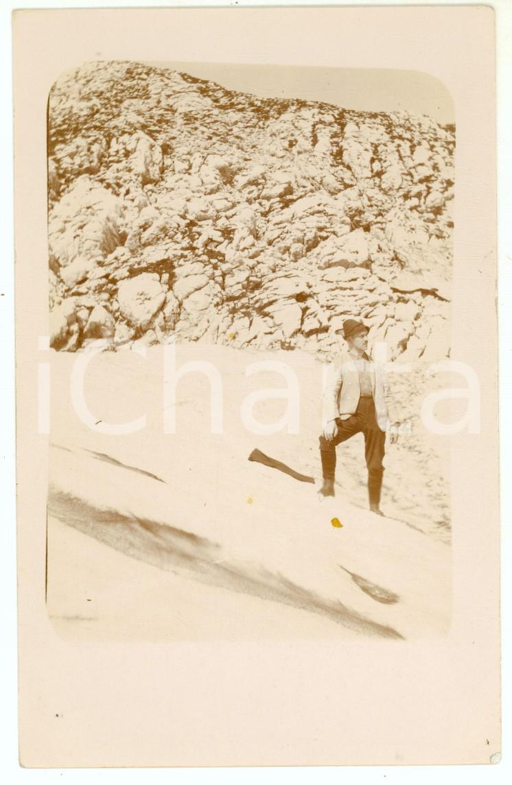 Fotografia d epoca originale 1910 ca GERMANIA  ALPINISMO  Scalatore sulla neve  Foto 9x14 cm 1