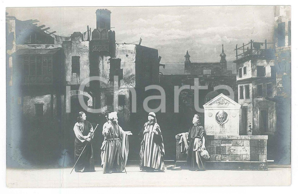 Cartolina originale da collezione 1910 ca OBERAMMERGAU D Passionspiele 1900  Una scena Foto cartolina 14x9 cm 1