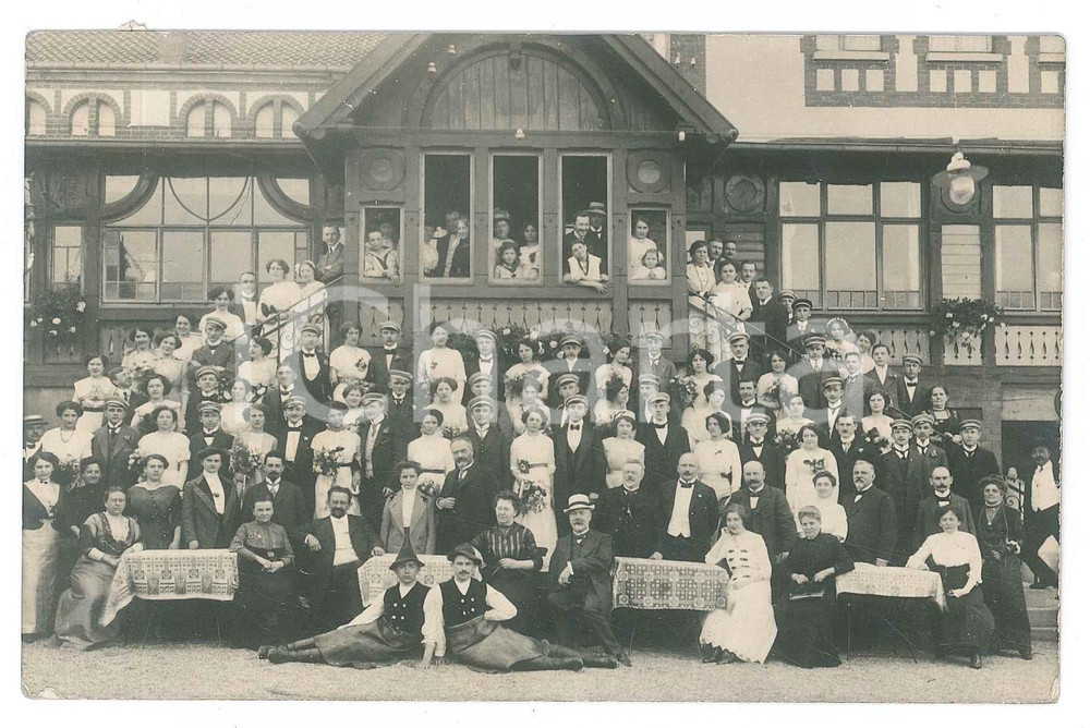 Fotografia d epoca originale 1913 PLAUEN D Innungshaus  Ritratto di gruppo Foto cartolina 14x9 cm 1