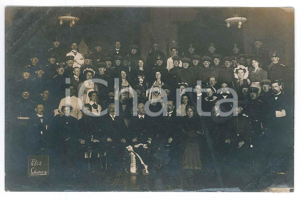 Fotografia d epoca originale 1911 SCHLESWIG GERMANIA Ritratto gruppo  Commemorazione Foto Peter SCHWARZ 1