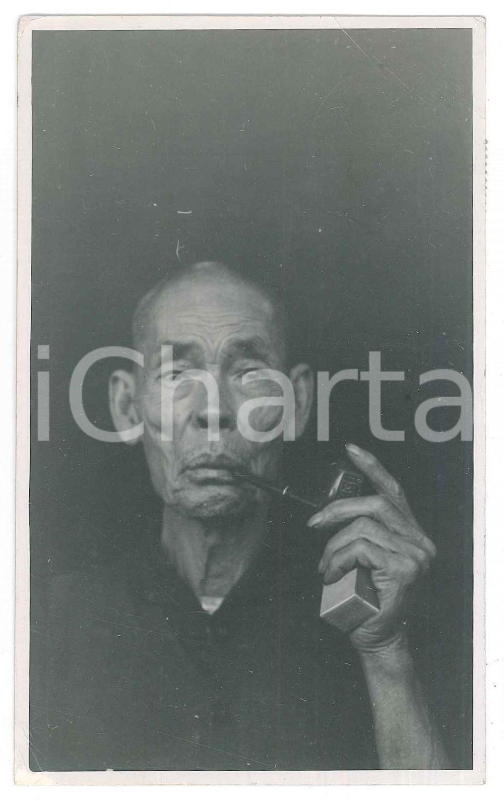 Fotografia d epoca originale 1938 JOHANNESBURG Uomo asiatico fuma la pipa  Foto cartolina 9x14 cm 1