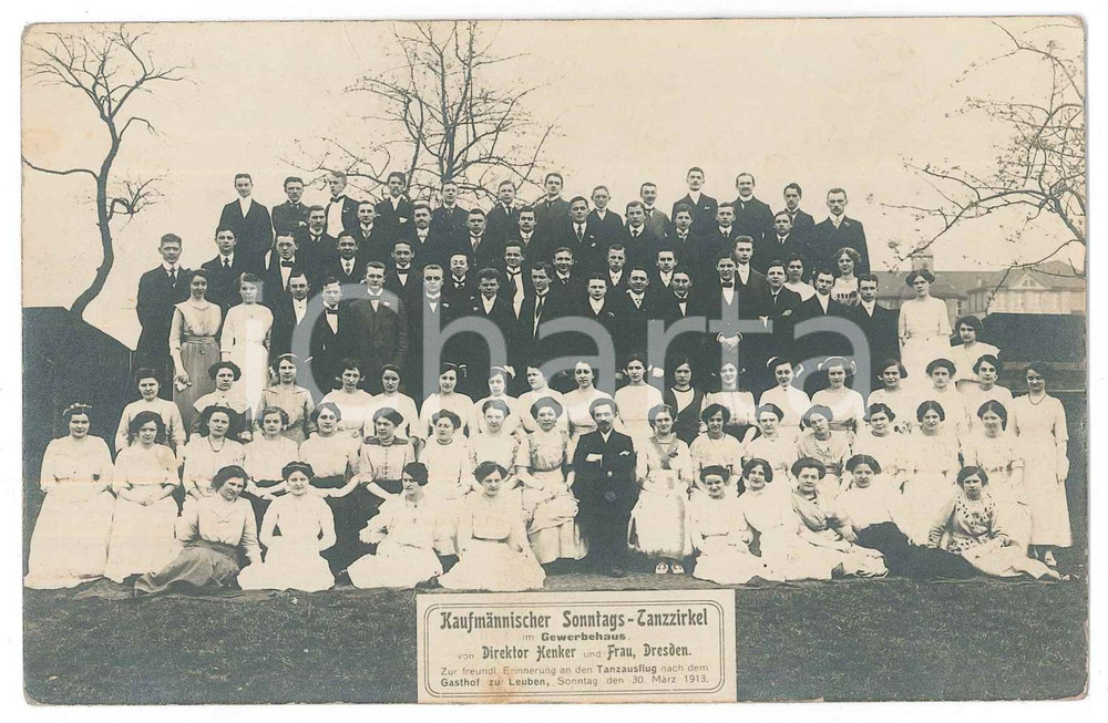Fotografia d epoca originale 1913 DRESDEN LEUBEN  Tanzzirkel  Group portrait  Photo 14x9 cm 1
