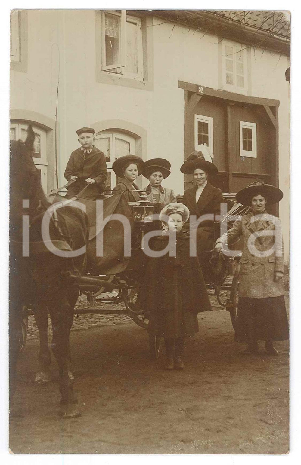Fotografia d epoca originale 1912 GEORGSMARIENHUTTE GERMANY Donne e bambini in carrozza  Foto 9x14 cm 1