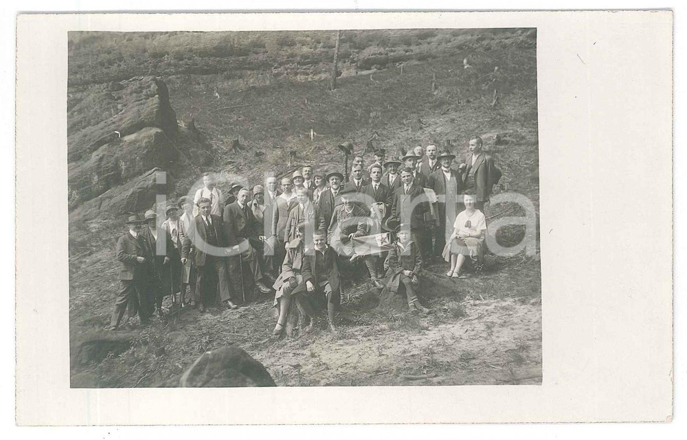 Fotografia d epoca originale 1927 GERMANIA  Club di esperanto in escursione  Foto di gruppo 14x9 cm 1