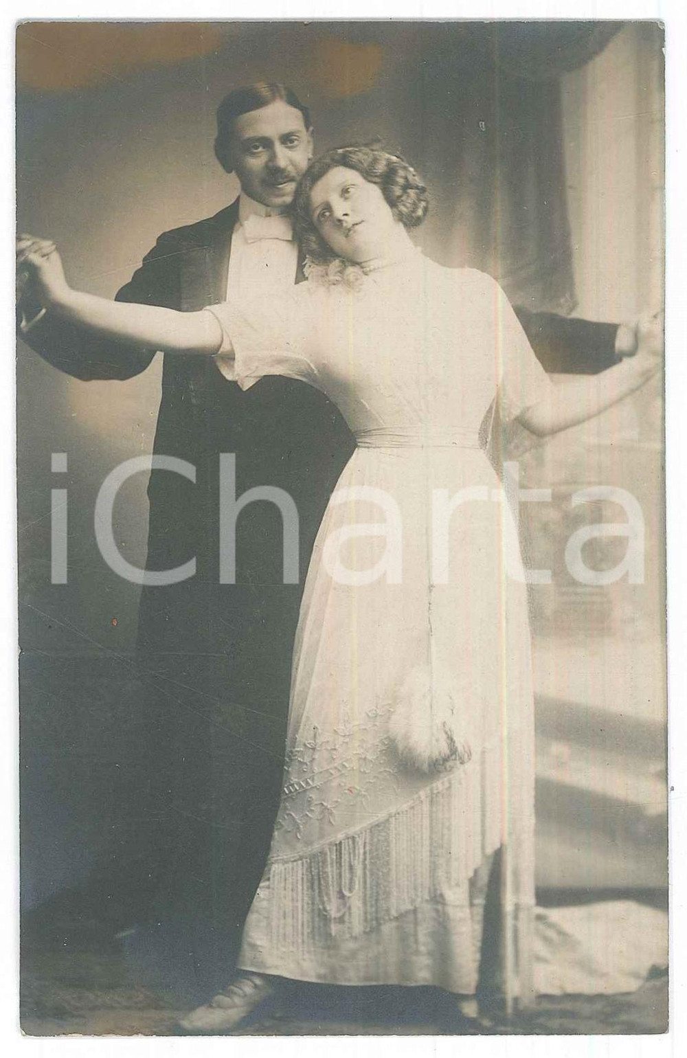 Fotografia d epoca originale 1920 ca DANZA  GERMANIA  Coppia di ballerini in scena  Foto cartolina 9x14 cm 1
