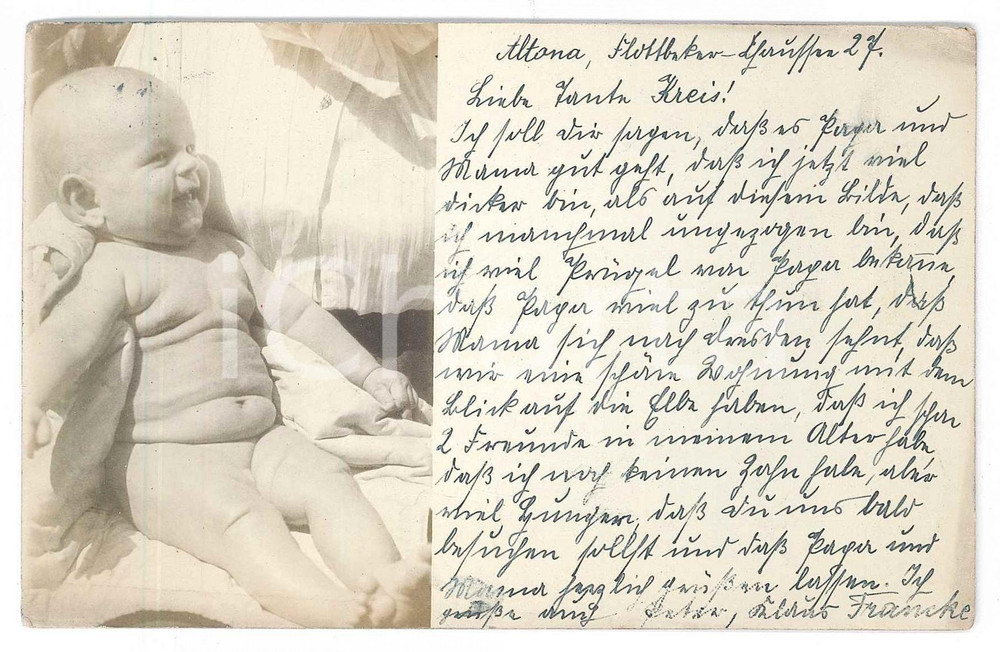 1927  ALTONA (GERMANIA) Bambino di pochi mesi - Ritratto - Foto 14x9 cm