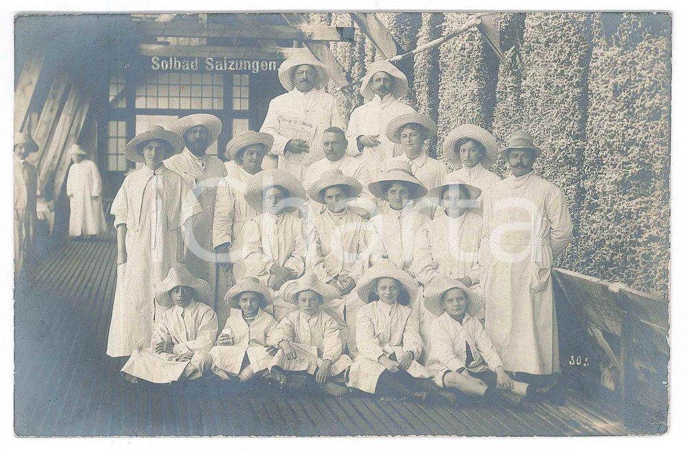Fotografia d epoca originale 1910 ca BAD SALZUNGEN  Terme  Cure con il sale  Ospiti Foto 14x9 cm 1 1