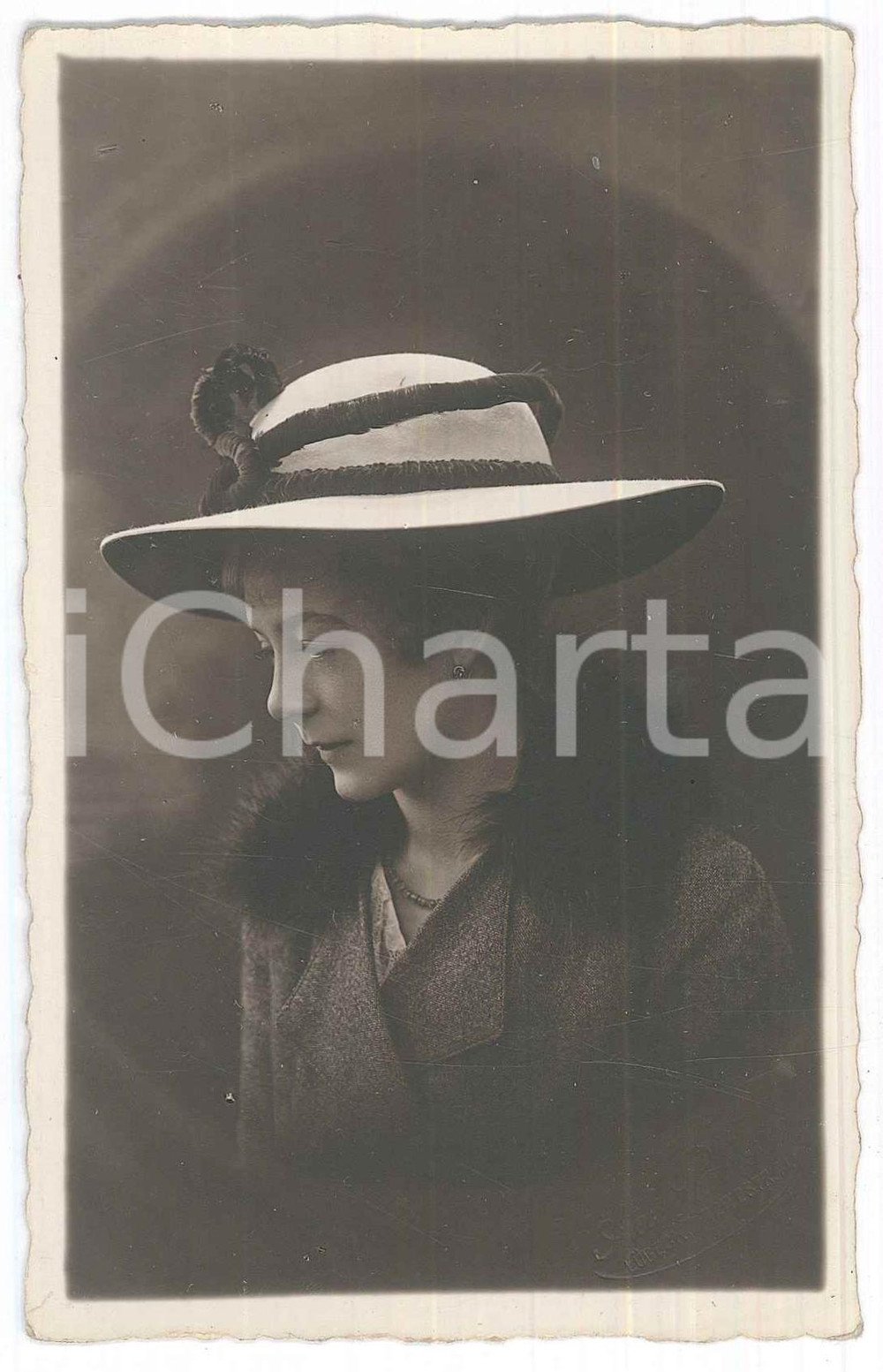 Fotografia d epoca originale Natale 1917  MODA  LUBECK D  Donna con cappello  Foto Atelier PAULSEN 9x14 1