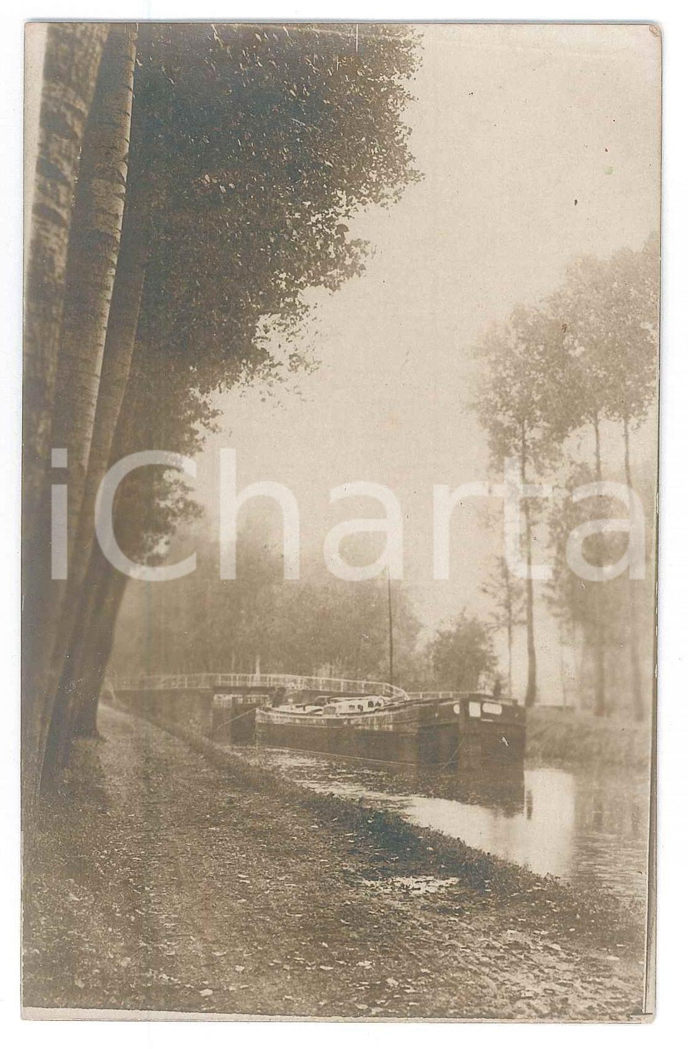 Fotografia d epoca originale 1916 GERMANIA  TRASPORTI  Battello fluviale in navigazione Foto 9x14 cm 1