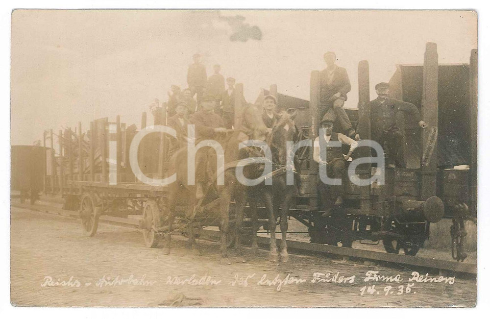 Fotografia d epoca originale 1935 GERMANY  REICHSAUTOBAHN  Trasporto materiali  Operai Foto 14x9 cm 1