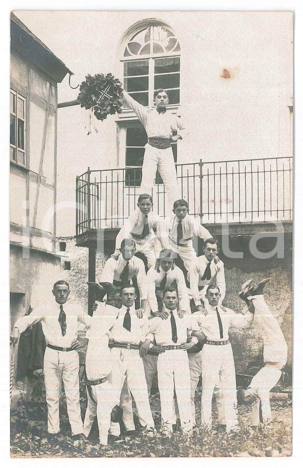 Fotografia d epoca originale 1920 ca SPORT GINNASTICA  GERMANIA  Acrobatica di gruppo Foto 9x14 cm 1
