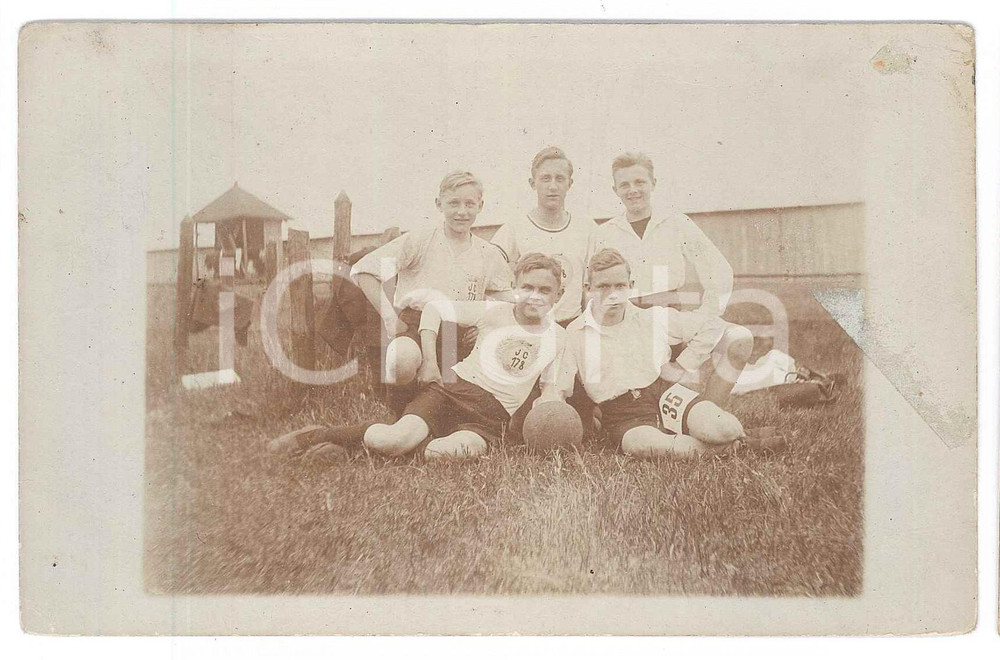 Fotografia d epoca originale 1920 ca SPORT CALCIO GERMANIA  Atleti di una squadra giovanile Foto 14x9 cm 1
