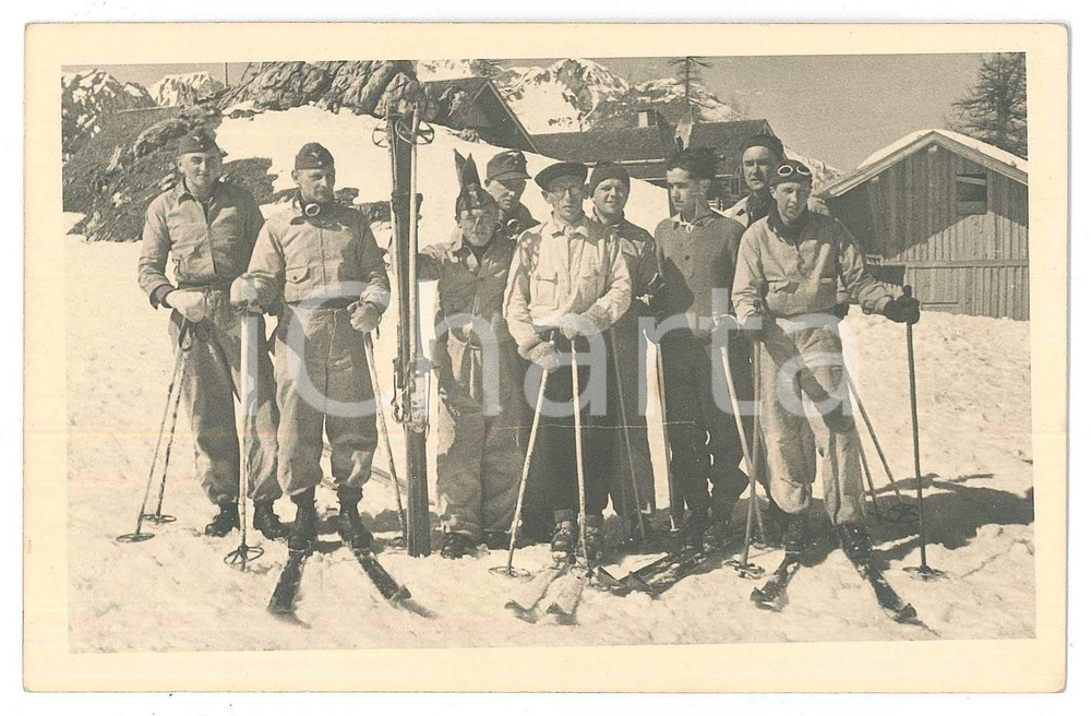 Fotografia d epoca originale 1943 Area di SALISBURGO  SCI  Gruppo di ufficiali Foto 14x9 cm 1