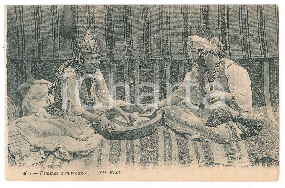 Cartolina originale da collezione 1915 ca ETHNIC TYPES  Femmes mauresques  Vintage postcard 1