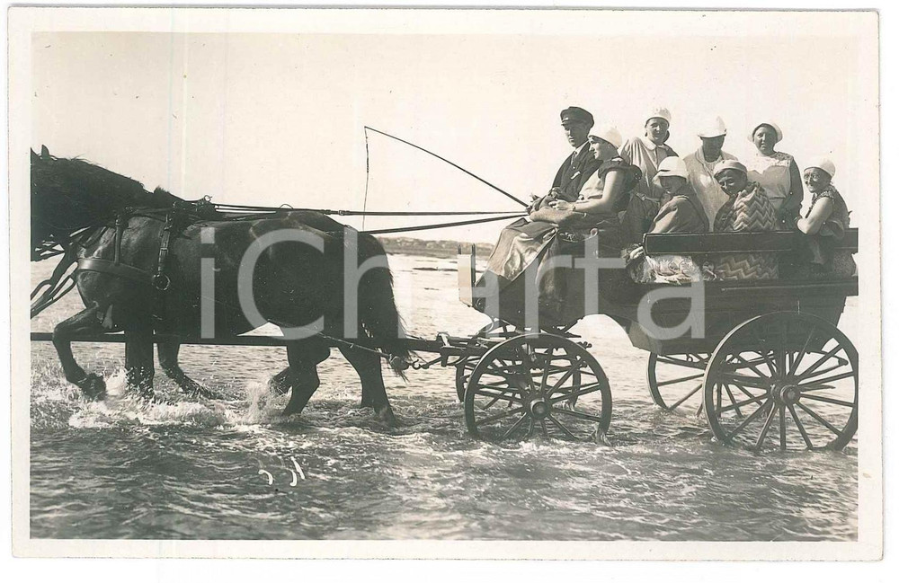 Fotografia d epoca originale 1931 GERMANIA Giro in carrozza sulla riva di un lago Foto 14x9 cm 1