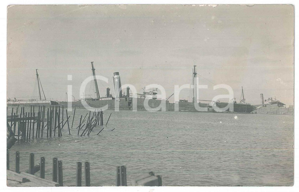 Fotografia d epoca originale 1930 ca GERMANIA  NAVIGAZIONE  Incidente navale  Foto cartolina 14x9 cm 1