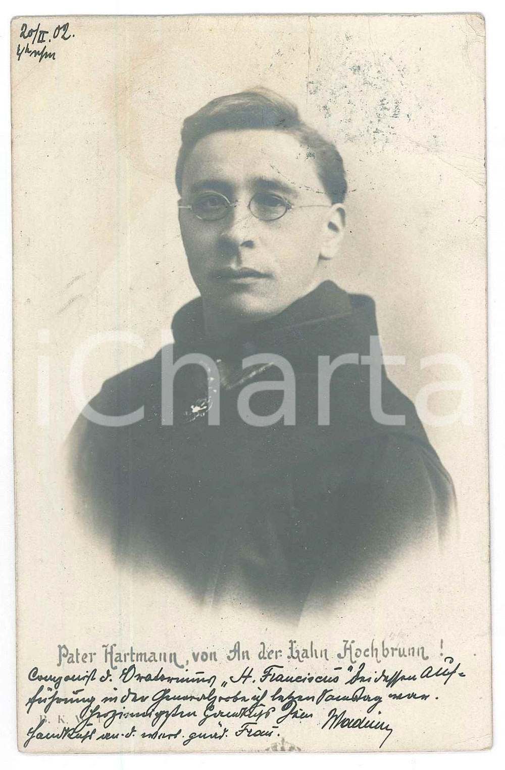 Cartolina originale da collezione 1902 GERMANY Pater Hartmann von an der Lan Hochbrunn  Postcard 1