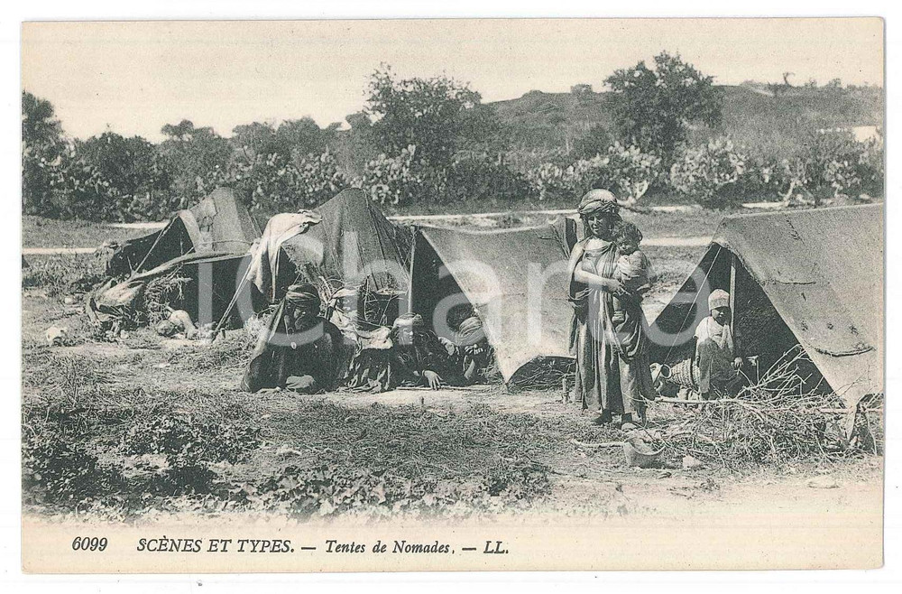 Cartolina originale da collezione 1910 ca NORTH AFRICA  SCENES ET TYPES  Tentes de nomades Postcard 1