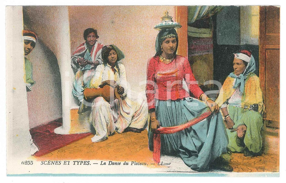 Cartolina originale da collezione 1910 ca NORTH AFRICA  SCENES ET TYPES  Danse du Plateau Postcard 1