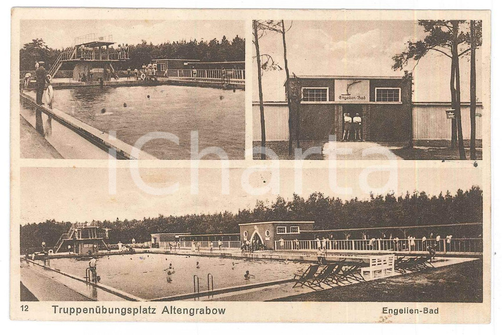 Cartolina originale da collezione 1928 ALTENGRABOW D TruppenÃ¼bungsplatz  EngelienBad  ANIMATED Postcard 1