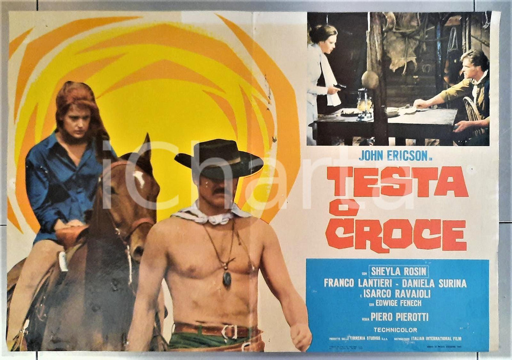 Materiale cinematografico d’epoca 1969 TESTA O CROCE Film WESTERN John ERICSON Sheyla ROSIN Lobby card 46x67 cm 2 1