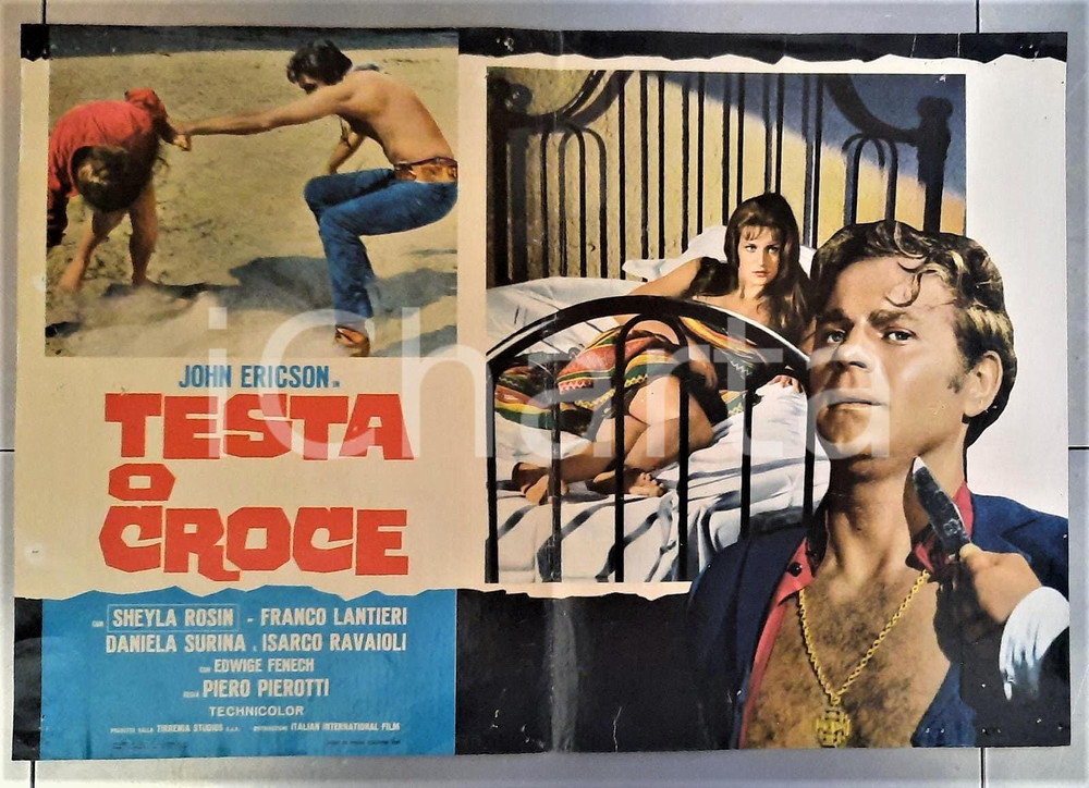 Materiale cinematografico d’epoca 1969 TESTA O CROCE Film WESTERN John ERICSON Sheyla ROSIN Lobby card 46x67 cm 1 1