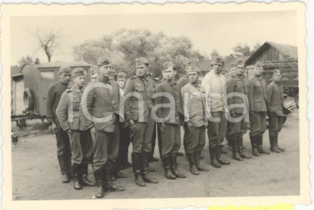 Fotografia d epoca originale 1940ca WW2 MINSK dintorni Rapporto di plotone tedesco REAL PHOTO cm 9X6 1