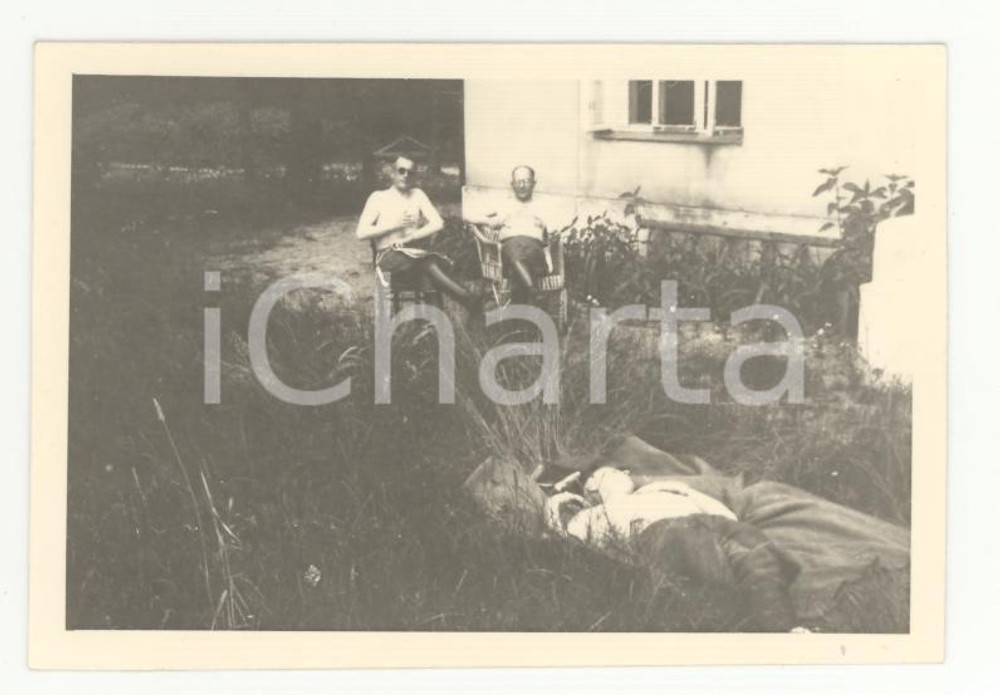 1940ca WW2 VARSAVIA (dintorni)  Riposo di ufficiali tedeschi *REAL PHOTO cm 9X6