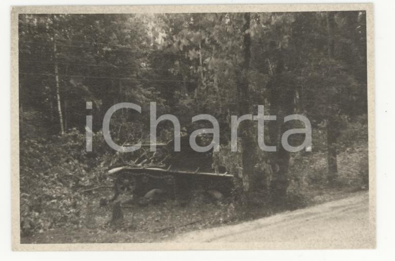 Fotografia d epoca originale 1940ca WW2 VARSAVIA dintorni  Carro armato distrutto REAL PHOTO cm 9X6 1