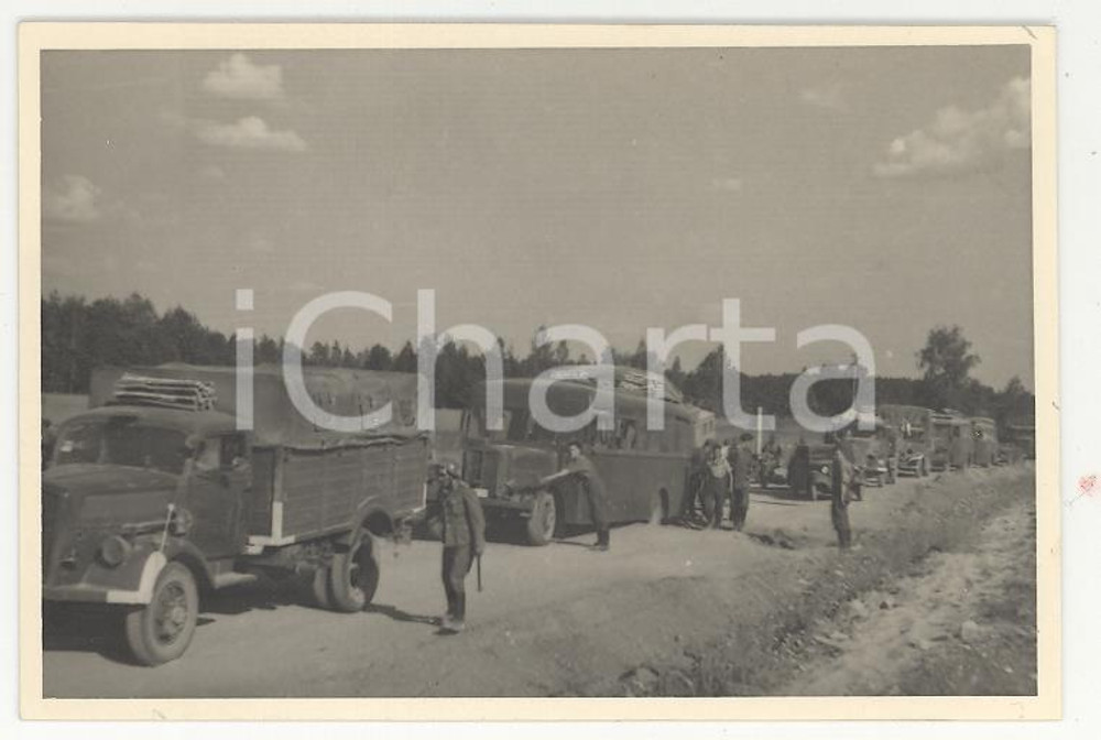 Fotografia d epoca originale 1940 WW2 VARSAVIA Movimento truppe tedesche verso Bielorussia PHOTO cm 9x6 1