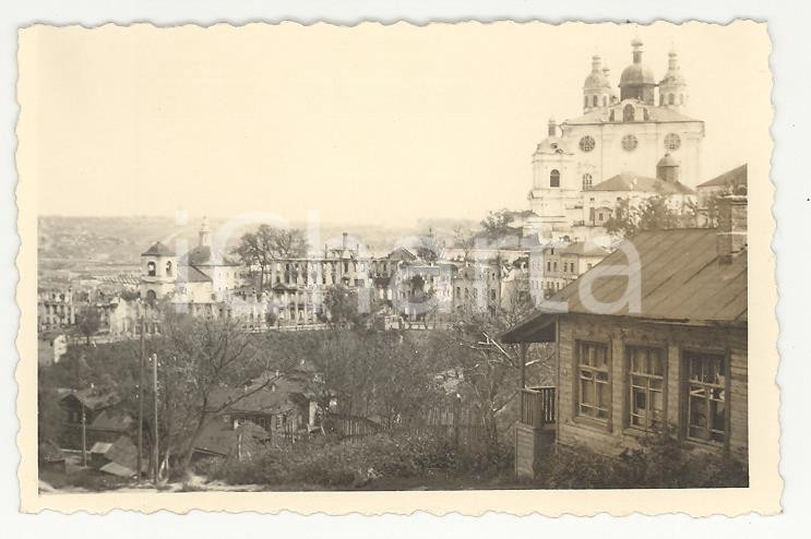 Fotografia d epoca originale 1940 WW2 SMOLENSK Veduta panoramica REAL PHOTO cm 9X6 1