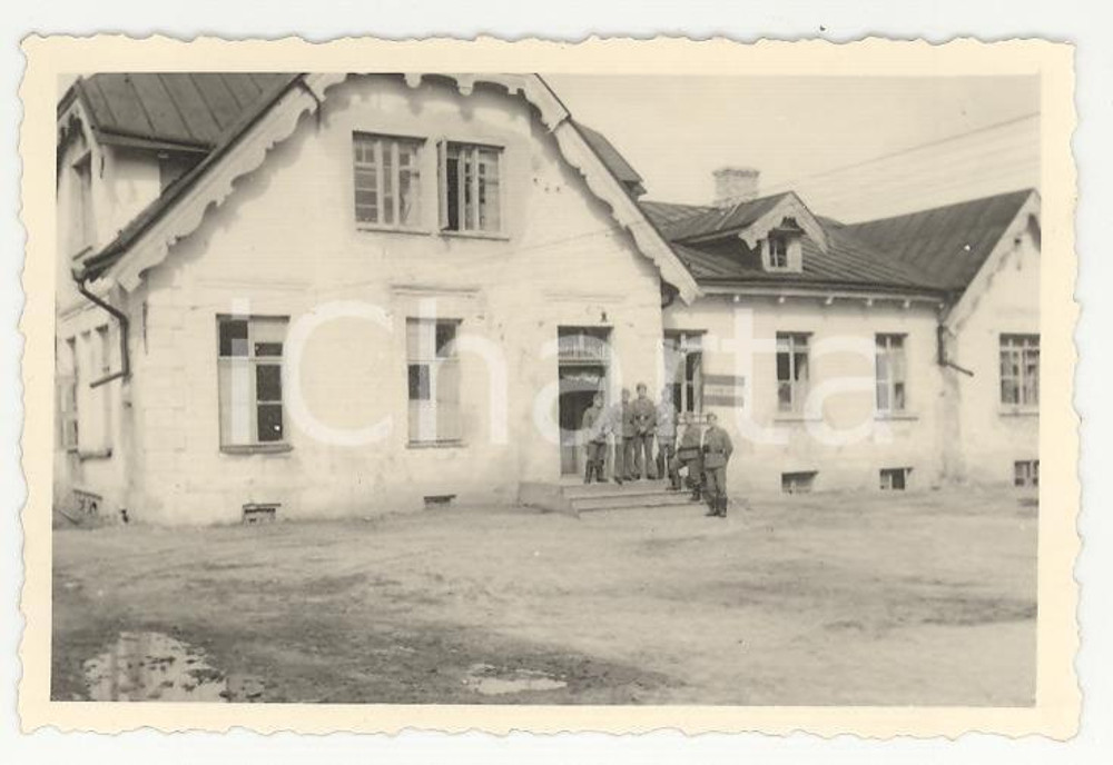 Fotografia d epoca originale 1940ca WW2 BORISOV Edificio requisito da esercito tedesco REAL PHOTO cm 9X6 1