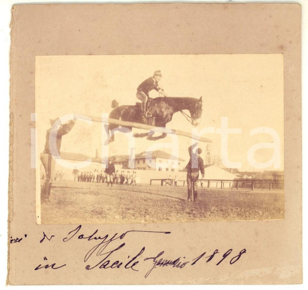 Fotografia d epoca originale 1898 IPPICA SACILE Cavalleggeri di Saluzzo in allenamento  Foto DANNEGGIATA 1