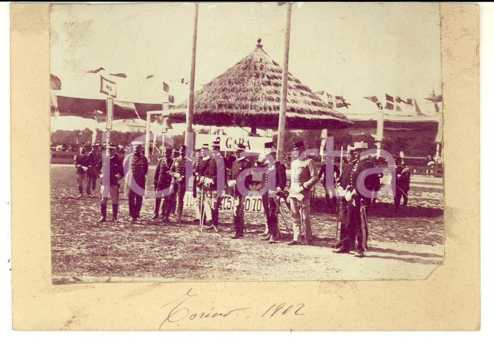 Fotografia d epoca originale 1902 TORINO IPPICA Concorso internazionale  Ufficiali giudici di gara  Foto 1