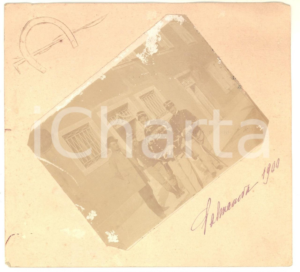 Fotografia d epoca originale 1900 PALMANOVA REGIO ESERCITO Un gruppo di ufficiali di cavalleria  Foto 16x14 1