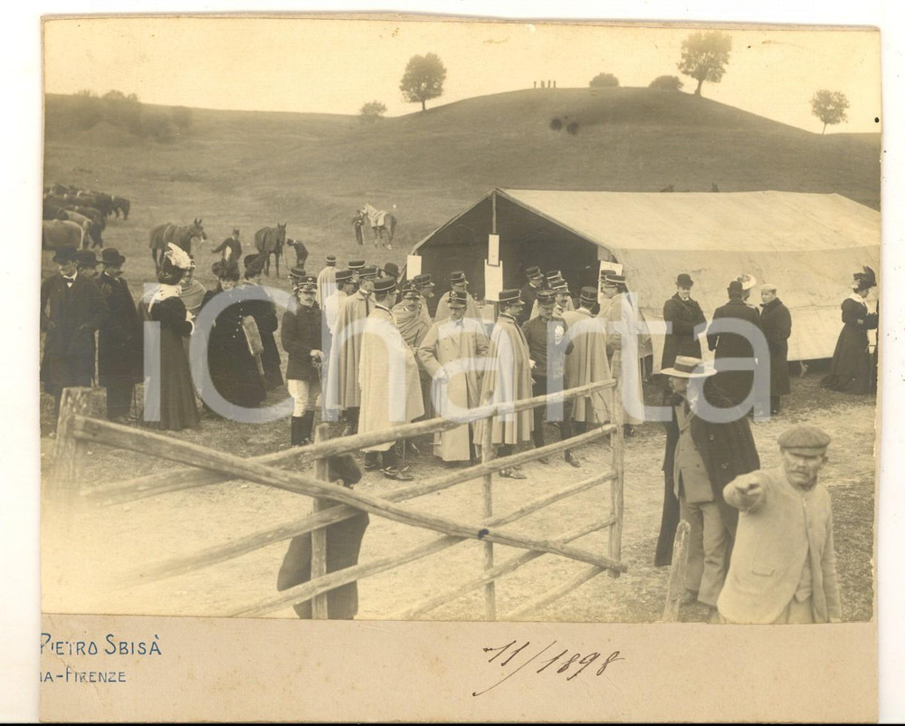 Fotografia d epoca originale 1898 AREA DI ROMA Gara IPPICA Rinfresco per gli invitati Foto SBISÃ€ DANNEGGIATA 1