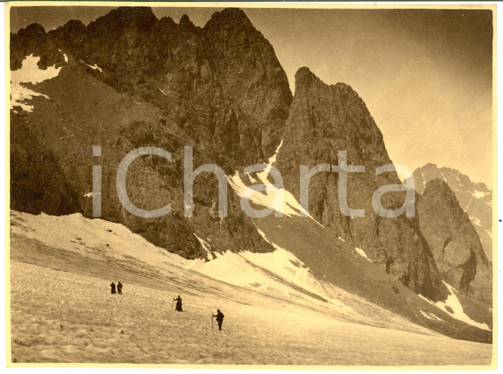 Fotografia d epoca originale 1907 VALLE SERIANA Pizzo RECASTELLO e Ghiacciaio del GLENO  Foto ANIMATA 23x17 1
