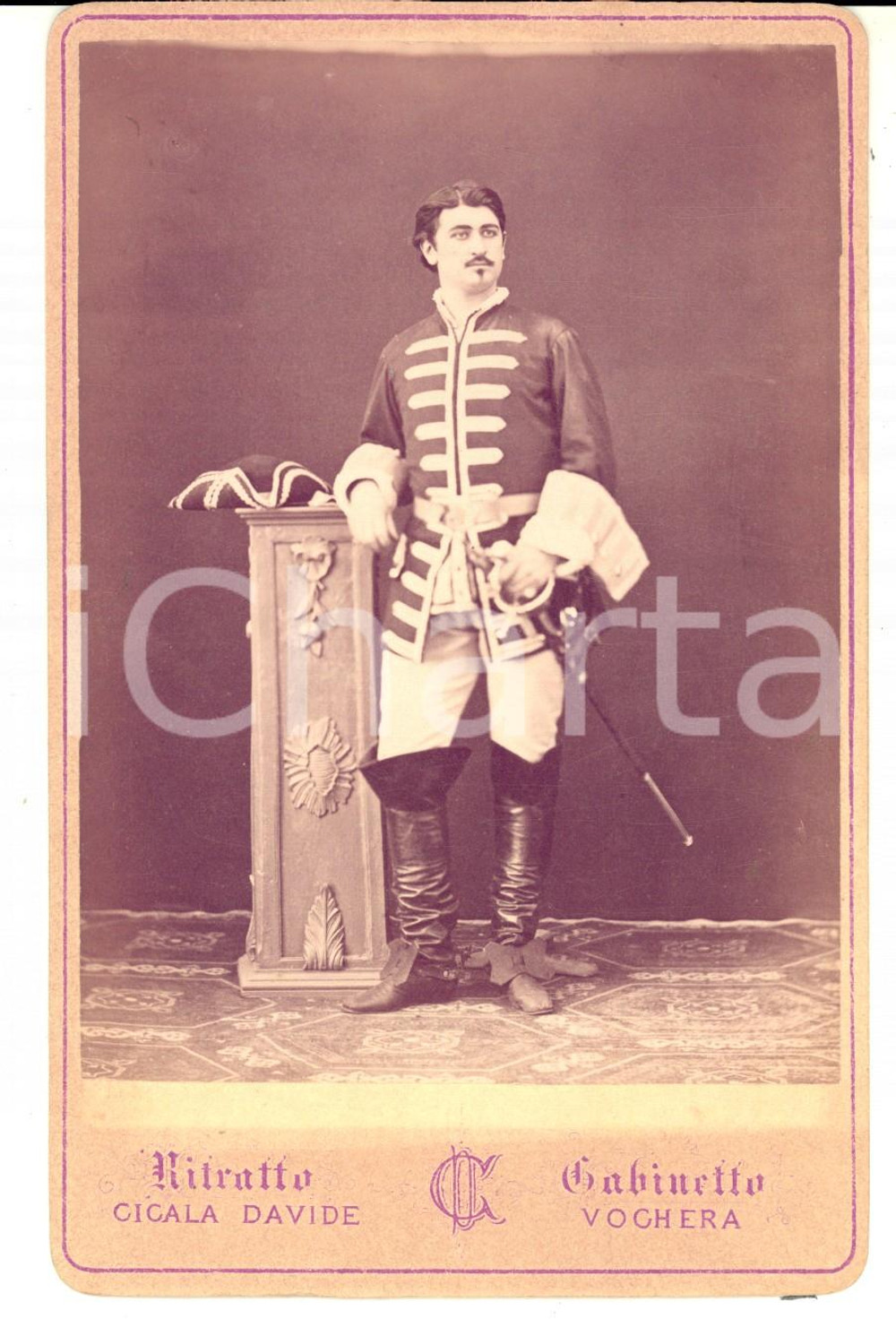 Fotografia d epoca originale 1875 VOGHERA Ritratto di baritono per La forza del destino  Foto RARA CICALA 1