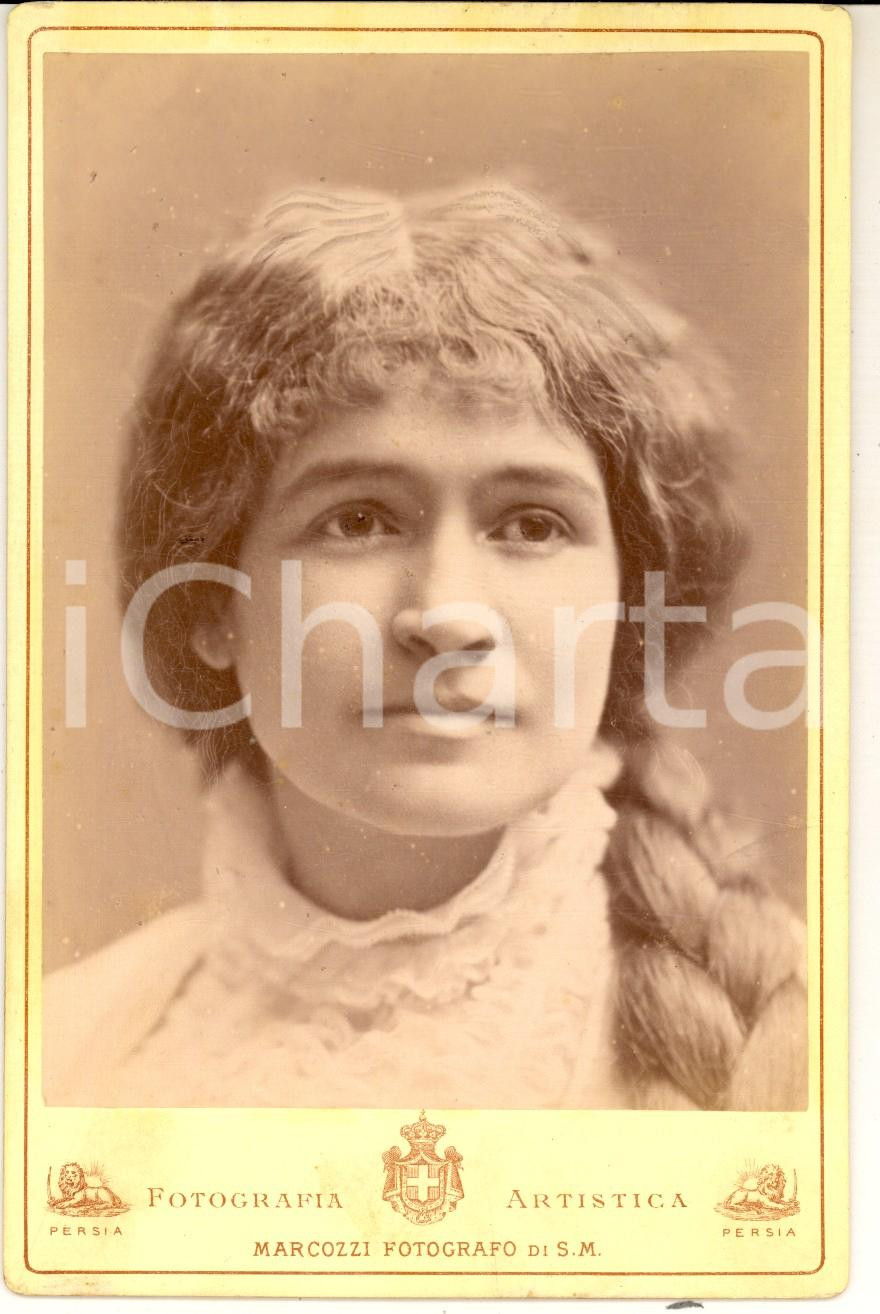 Fotografia d epoca originale 1880 ca MILANO Ritratto dI fanciulla con la treccia Foto Carlo MARCOZZI 1